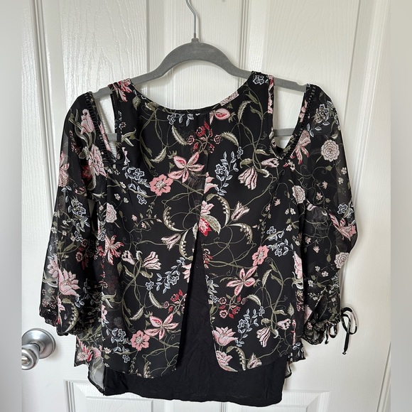 BCX Pink and Orange Asymmetrical Embellished Blouse - Picture 9 of 10